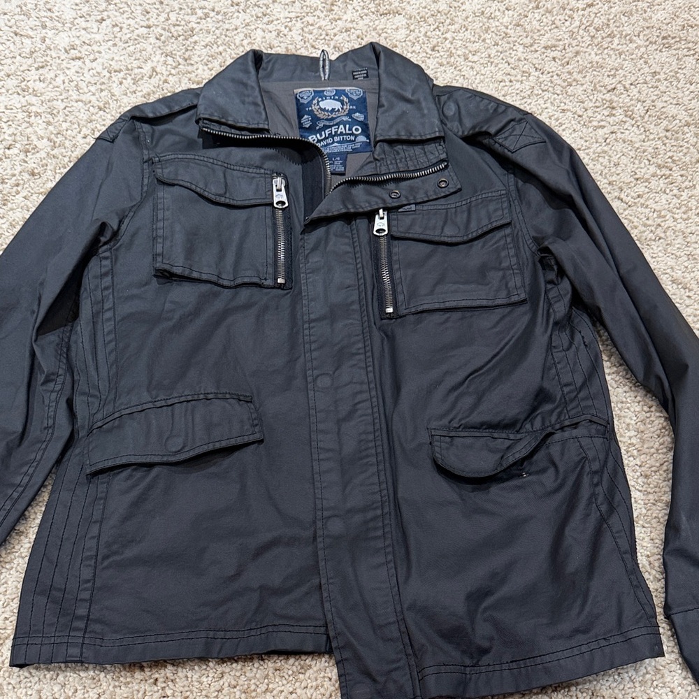 Buffalo David Bitton Men's Dark Gray Military Jacket